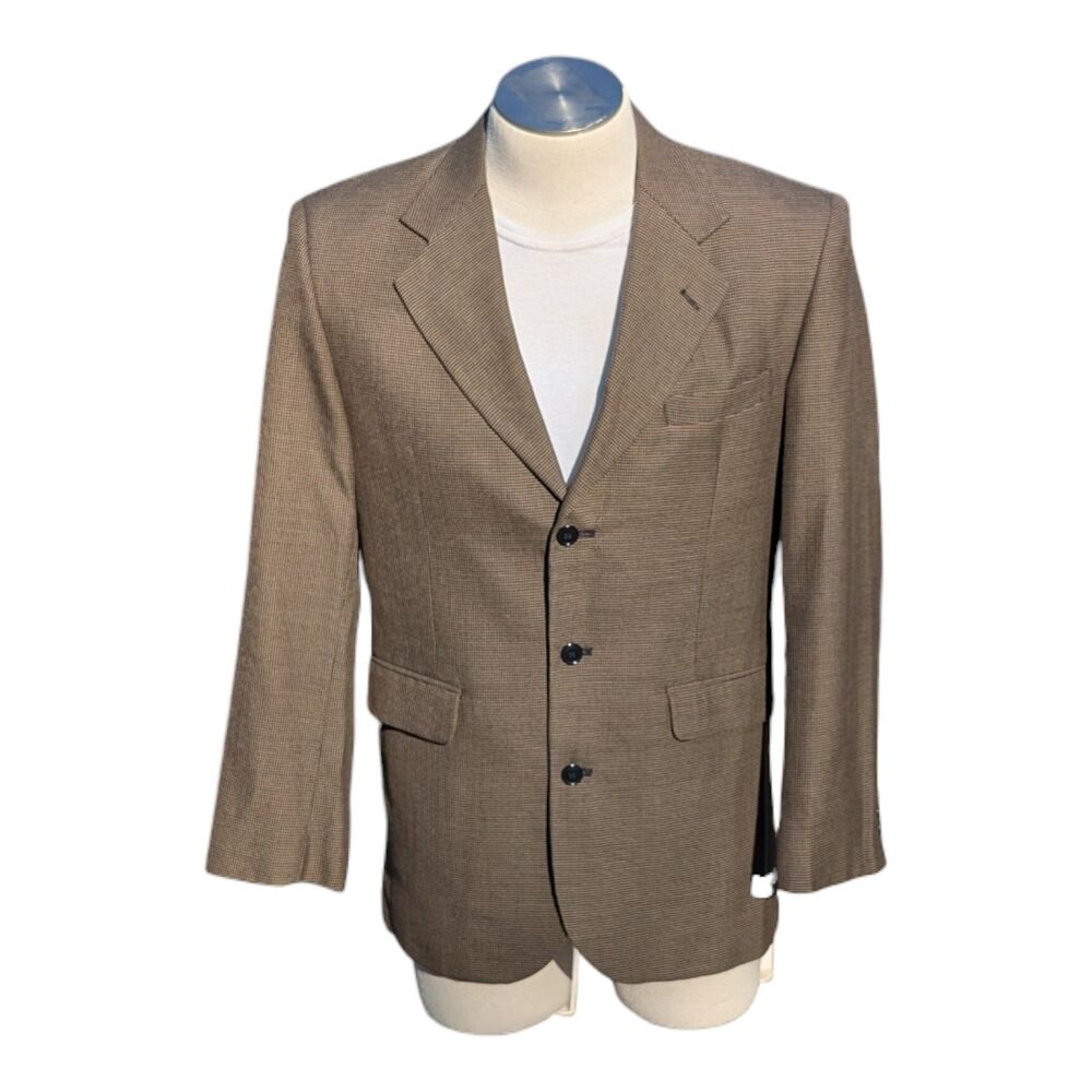 Cellini Men's Brown Blazer Sport Coat 40L Single Breasted Jacket Career Formal